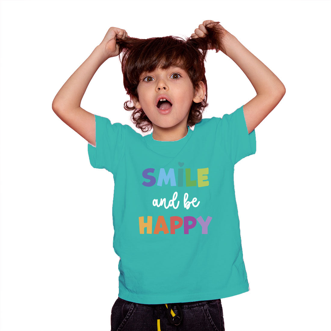 Smile and Be Happy Kids T-Shirt - Soft Cotton Comfort for Everyday Joy (D105)