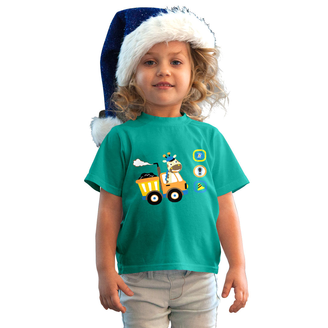 Cute Animal Truck Kids T-Shirt - Soft Cotton Fun for Little Explorers (D147)