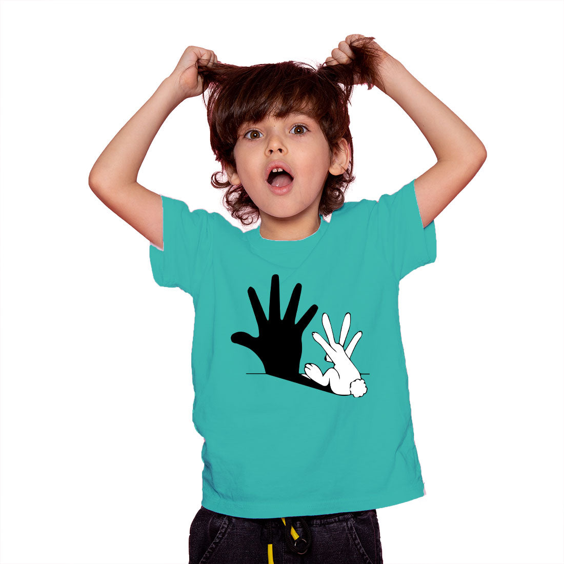 Shadow Rabbit Kids T-Shirt - Super Combed Bio-Wash Cotton for Playful Comfort (D72)
