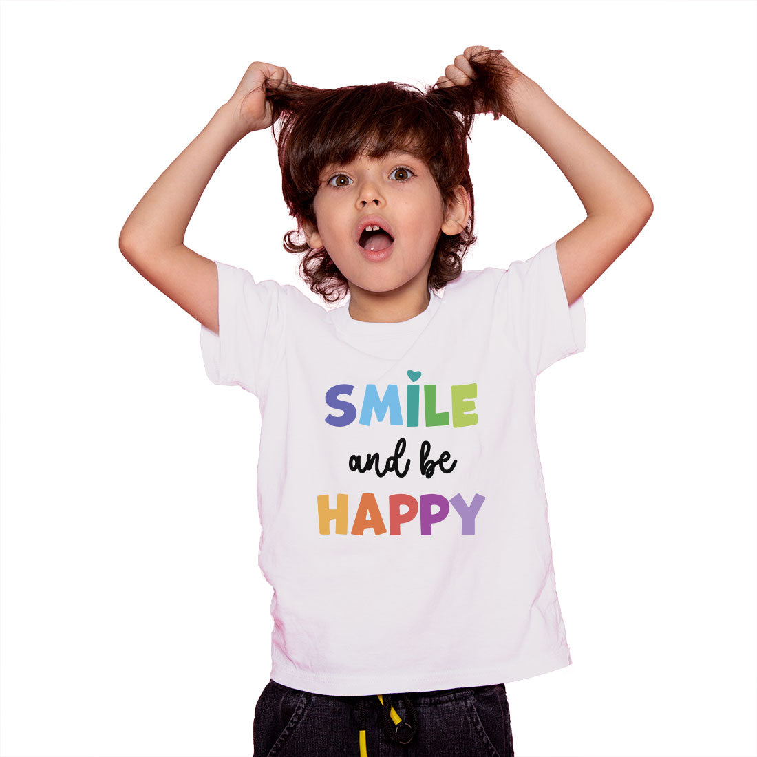 Smile and Be Happy Kids T-Shirt - Soft Cotton Comfort for Everyday Joy (D105)