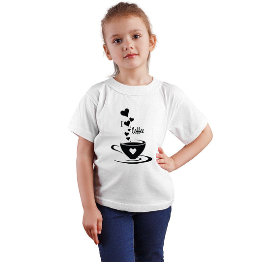 I Love Coffee Kids T-Shirt - Super Combed Bio-Wash Cotton (D12)
