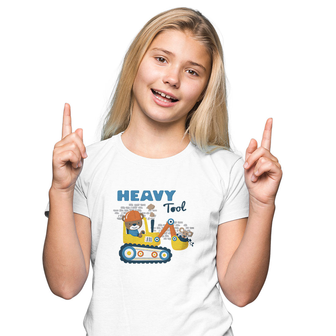 Kids Cartoon Construction Adventure T-Shirt - Super Combed Cotton, Half Sleeve (D130)