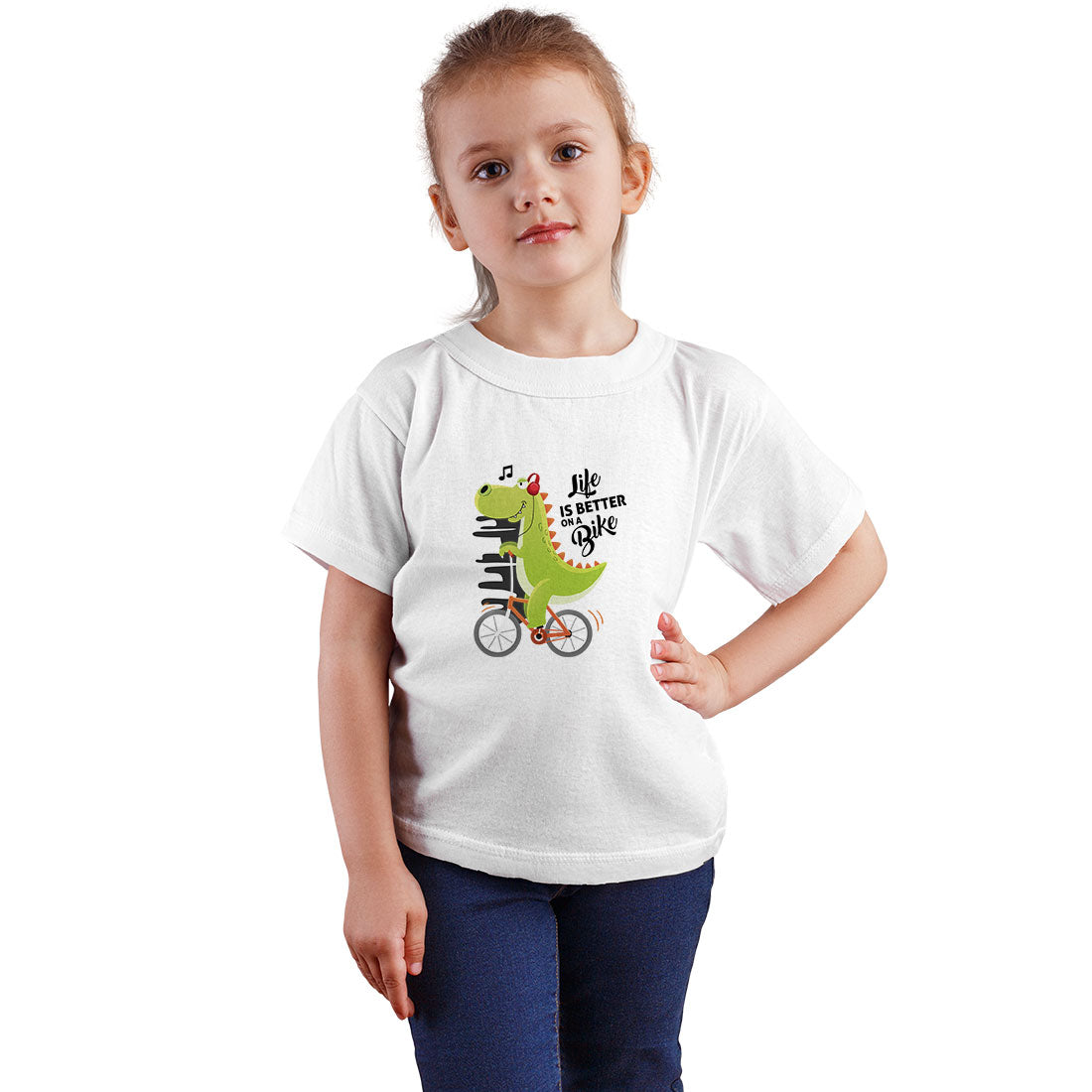 Dino on a Bicycle Kids T-Shirt - Playful, Comfy & Super Soft! (D136)