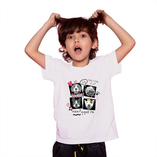 Adorable Dog Faces Kids T-Shirt - Super Combed Bio-Wash Cotton (D140)