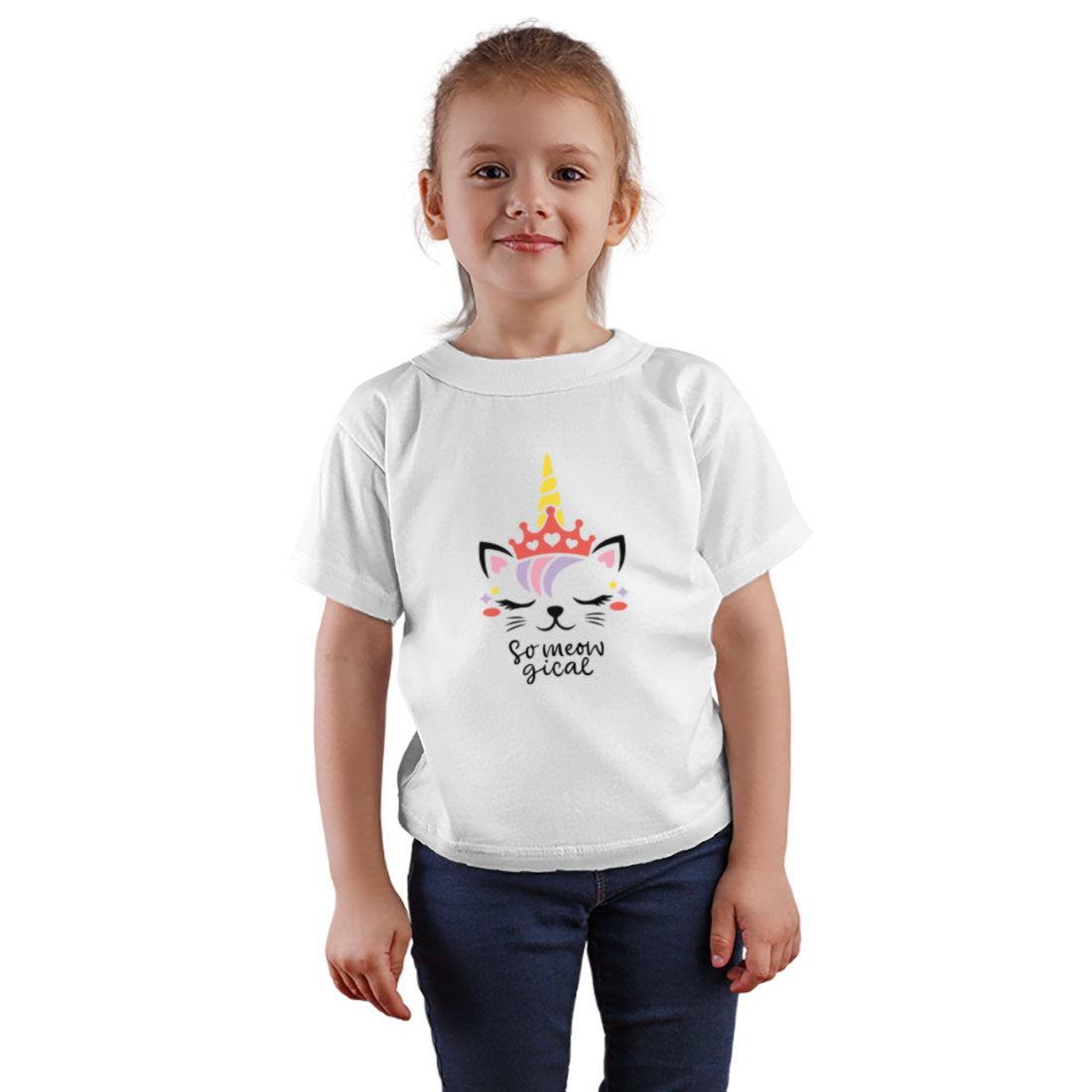 So Meow-gical Kids T-Shirt - Super Combed Bio-Wash Cotton (D148)