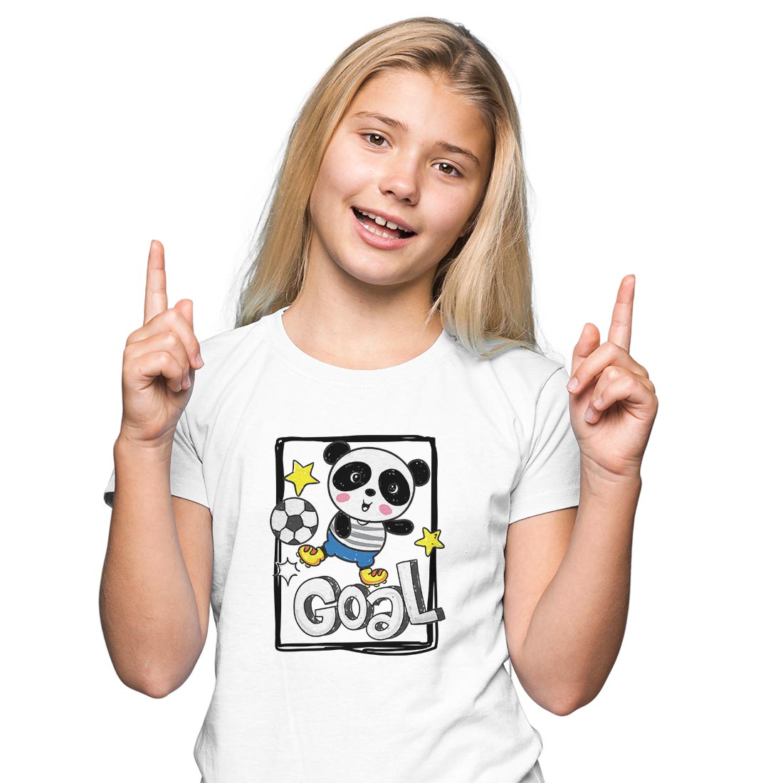 Goal-Scoring Panda Kids T-Shirt - Super Combed Bio-Wash Cotton (D161)