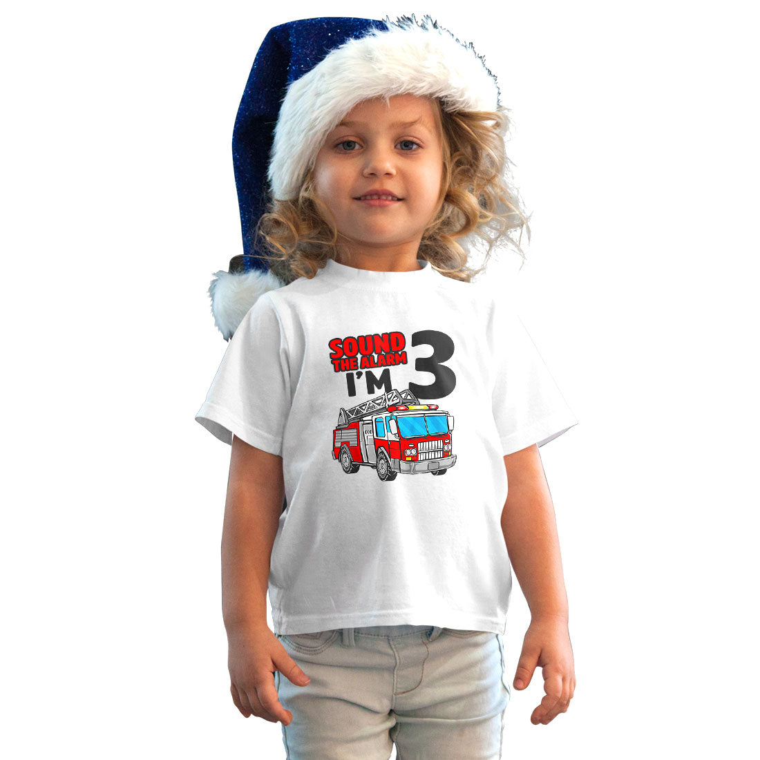 Sound the Alarm! I’m Three Kids T-Shirt - Super Combed Bio-Wash Cotton (D34)