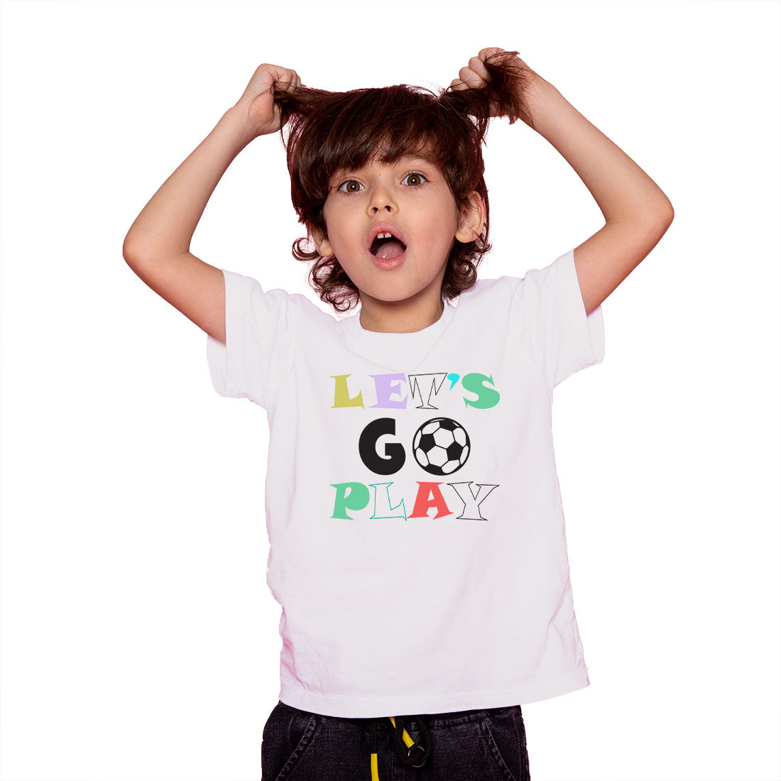 Let’s Go Play Kids T-Shirt - Super Combed Bio-Wash Cotton (D40)