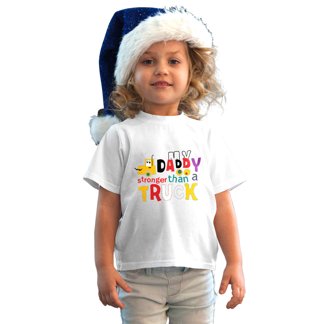 Daddy Stronger Than a Truck - Kids' Combed Cotton T-Shirt (D64)