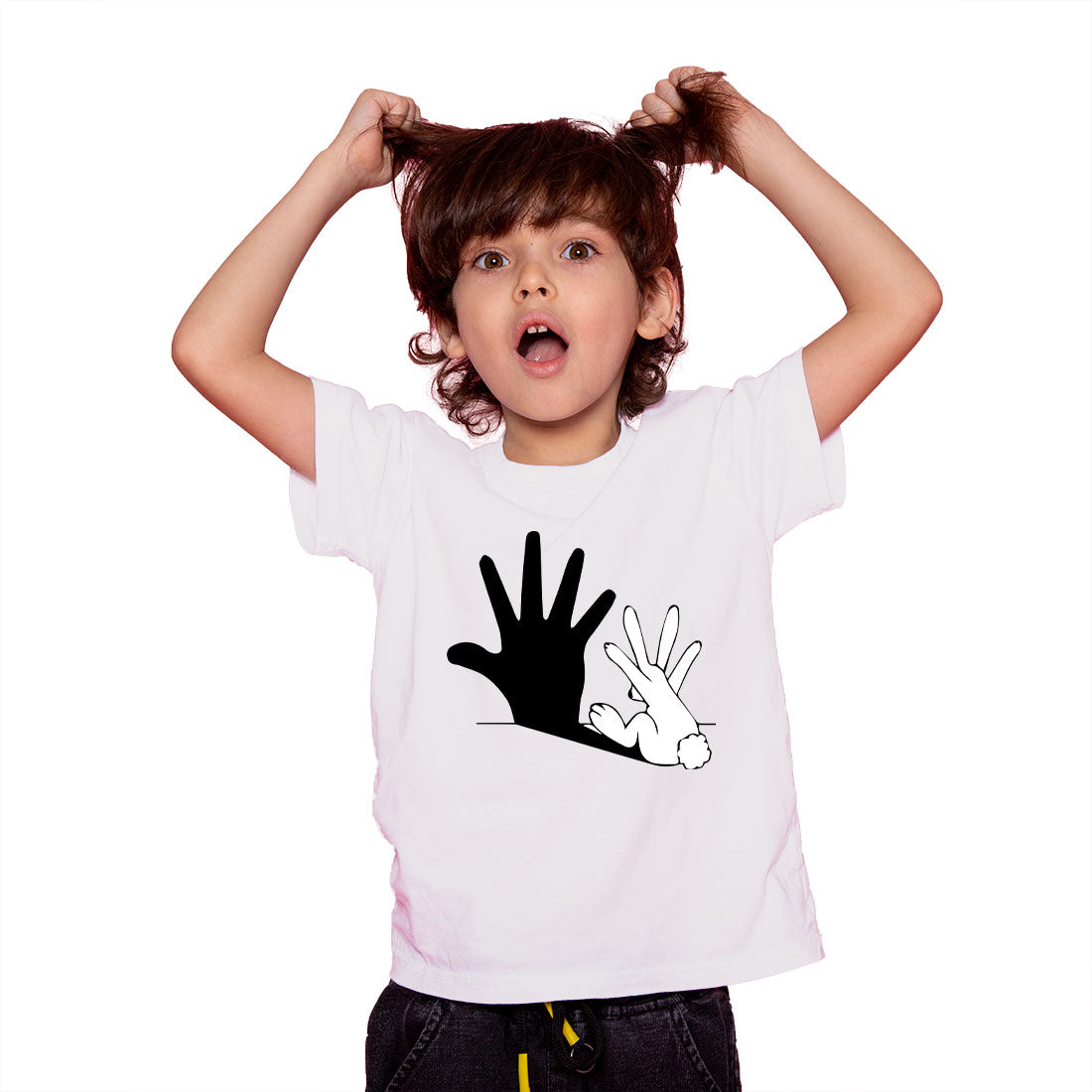 Shadow Rabbit Kids T-Shirt - Super Combed Bio-Wash Cotton for Playful Comfort (D72)