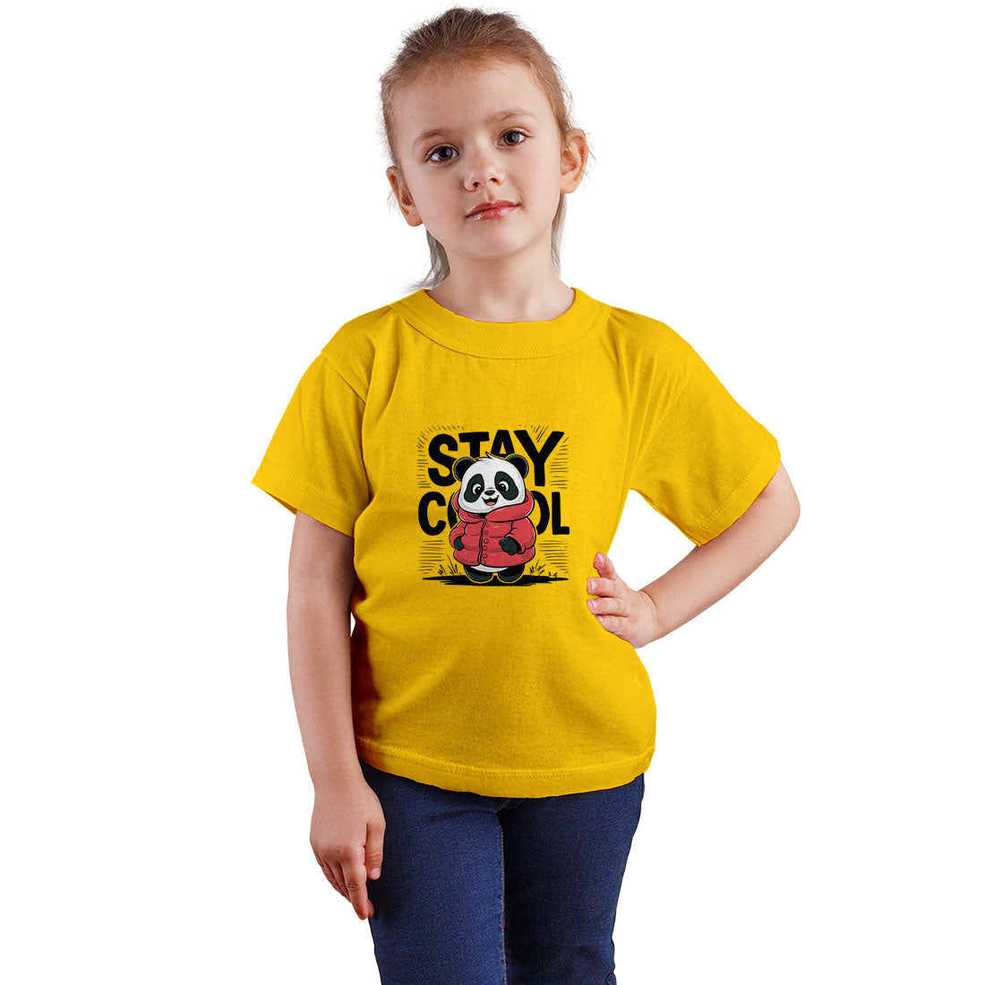 Stay Cool Panda Kids T-Shirt - Super Combed Bio-Wash Cotton (D127)