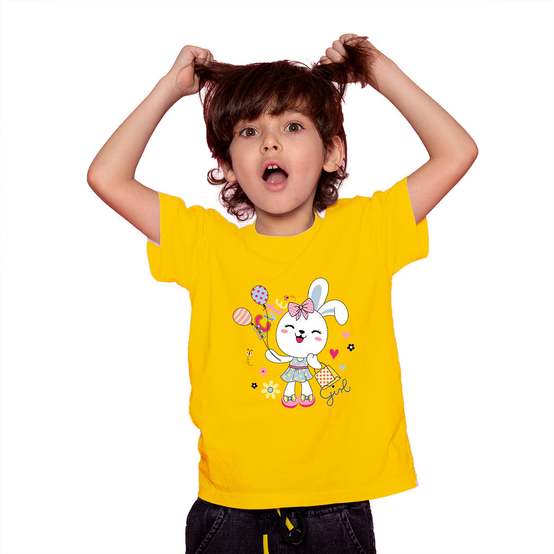 Adorable Bunny Girl Kids T-Shirt - Soft Cotton, Cute & Comfy (D158)
