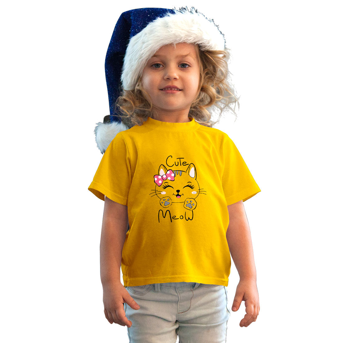 Adorable Cat Meow Kids T-Shirt - Super Soft Bio-Wash Cotton (D164)