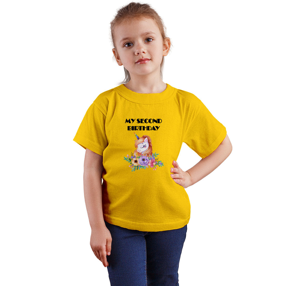 Happy Second Birthday Kids T-Shirt - Super Combed Bio-Wash Cotton (D26)