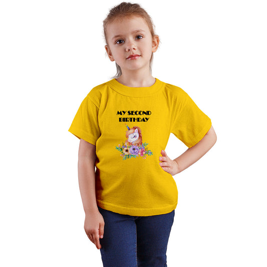 Happy Second Birthday Kids T-Shirt - Super Combed Bio-Wash Cotton (D26)