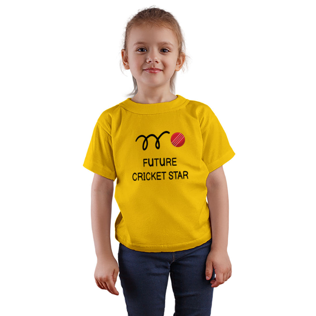 Future Cricket Star Kids T-Shirt - Super Combed Bio-Wash Cotton (D63)