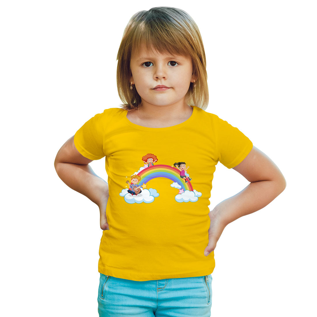 Personalized Rainbow Kids T-Shirt - Custom Name Print on Soft Cotton (D67)