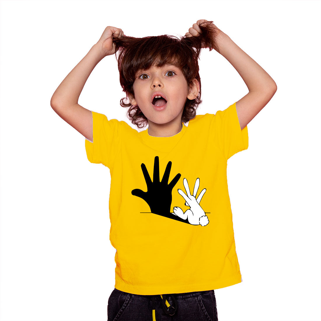 Shadow Rabbit Kids T-Shirt - Super Combed Bio-Wash Cotton for Playful Comfort (D72)