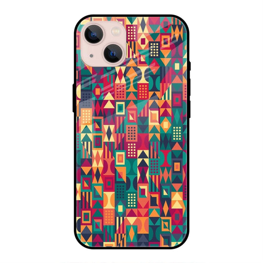 Multi Color Pattern Glass Case For Apple iPhone 13 / 14