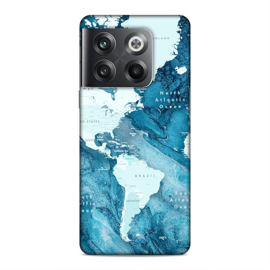 Blue Aesthetic World Map Hard Back Case For OnePlus 10T