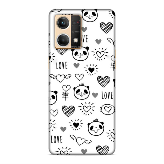 Heart Love and Panda Hard Back Case For Oppo F21 Pro / F21s Pro