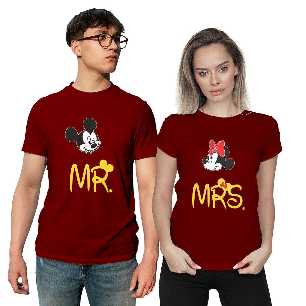 Mr and Mrs Micky Minnie Face Couple T-shirt