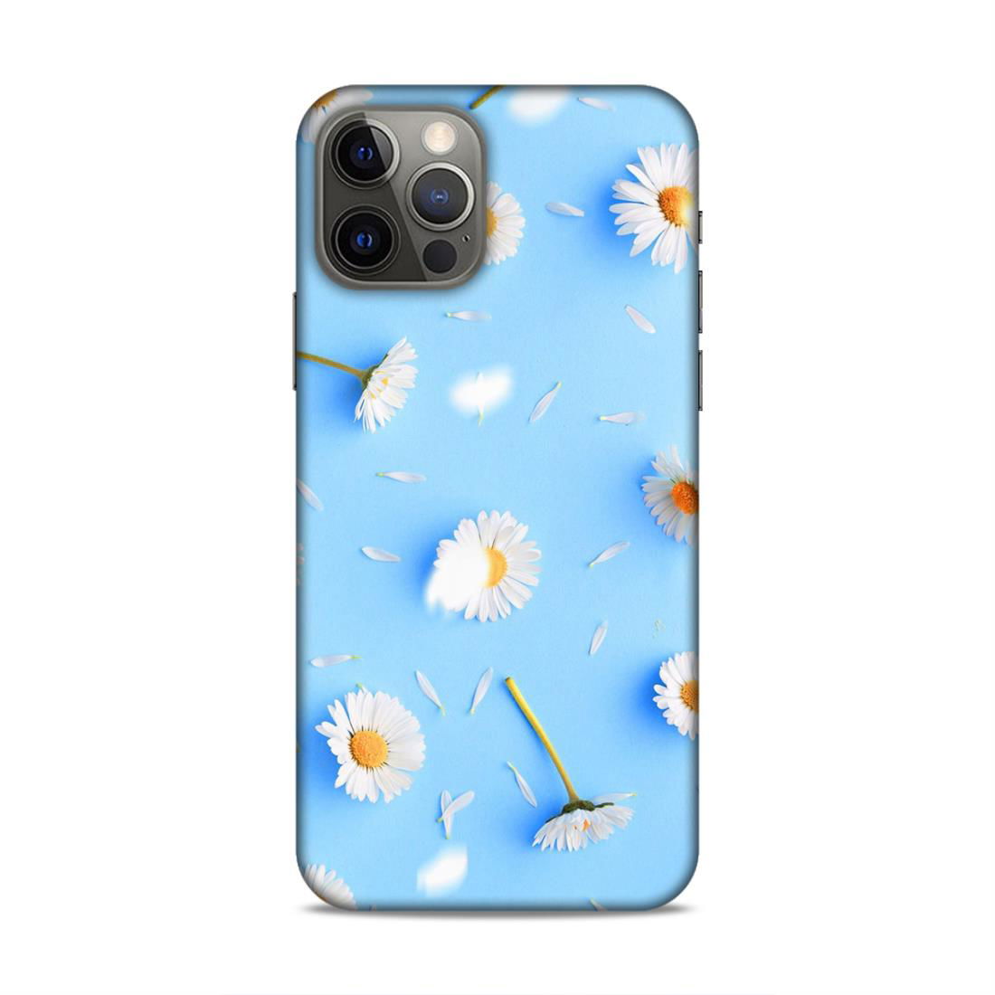 Floral In Sky Blue Hard Back Case For Apple iPhone 12 / 12 Pro - Right Marc