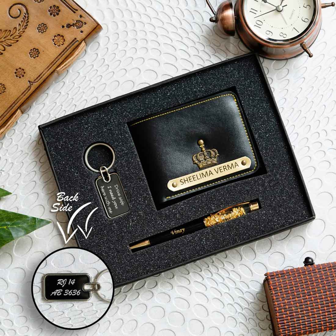 Men's Wallet Pen Keychain Combo