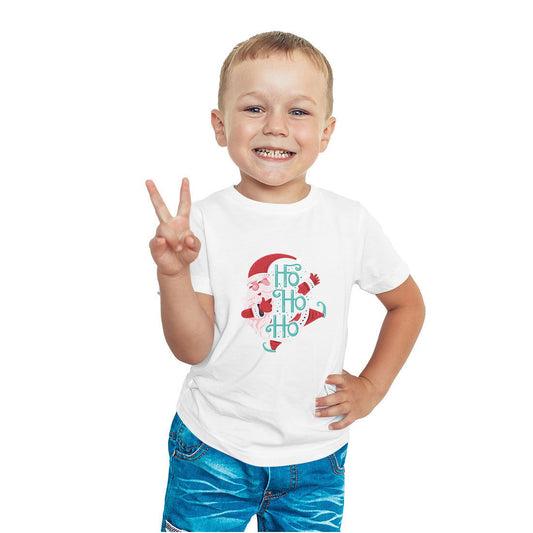 Ho Ho Ho Santa Clause Christmas Printed White T-shirt For Kids / Boy - Right Marc