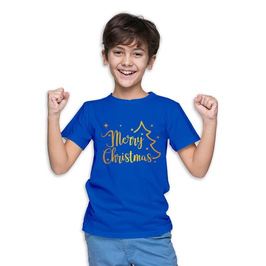 Merry Christmas Printed Royal Blue T-shirt For Kids / Boy - Right Marc