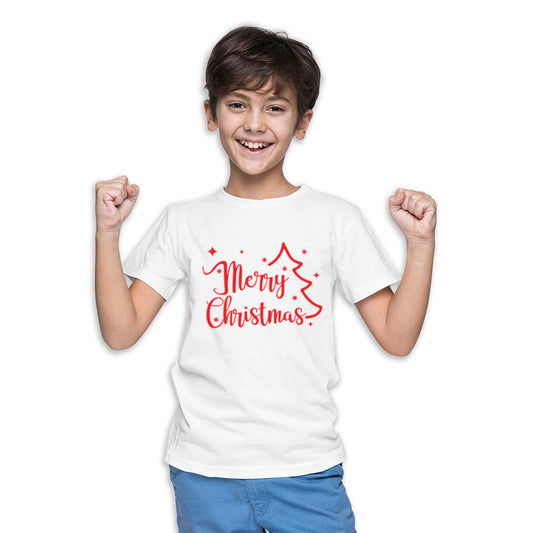 Merry Christmas Printed White T-shirt For Kids / Boy - Right Marc