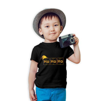 Ho Ho Ho Christmas Printed Black T-shirt For Kids / Boy - Right Marc