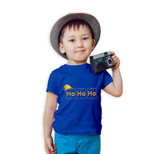 Ho Ho Ho Christmas Printed Royal Blue T-shirt For Kids / Boy - Right Marc