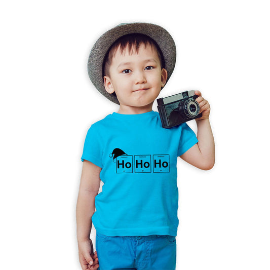 Ho Ho Ho Christmas Printed Sky Blue T-shirt For Kids / Boy - Right Marc