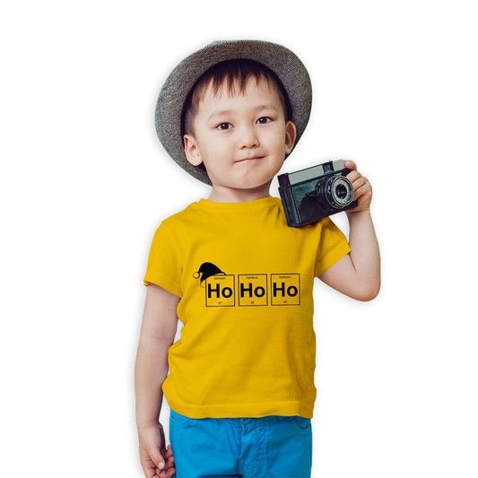 Ho Ho Ho Christmas Printed Yellow T-shirt For Kids / Boy - Right Marc