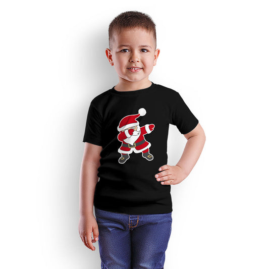 Santa Clause Christmas Printed Black T-shirt For Kids / Boy - Right Marc