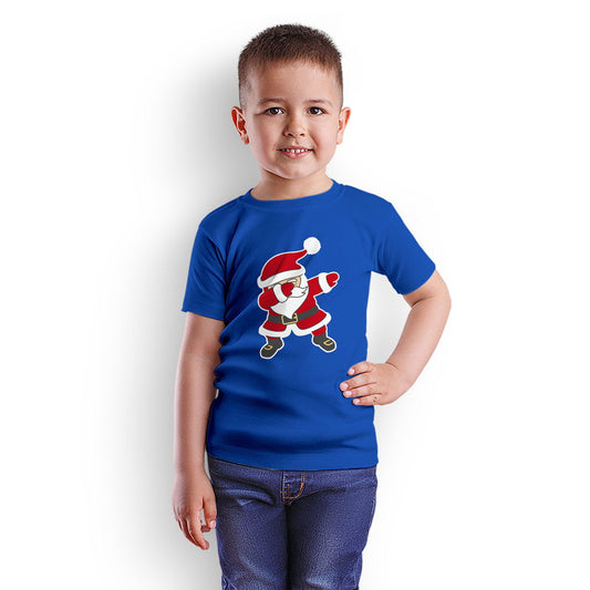 Santa Clause Christmas Printed Royal Blue T-shirt For Kids / Boy - Right Marc