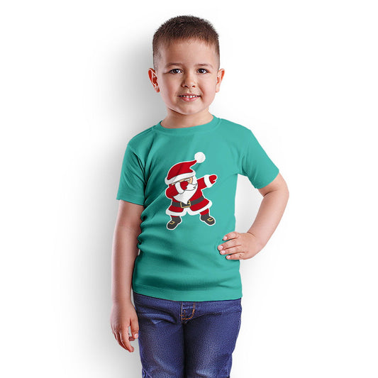 Santa Clause Christmas Printed Teal T-shirt For Kids / Boy - Right Marc