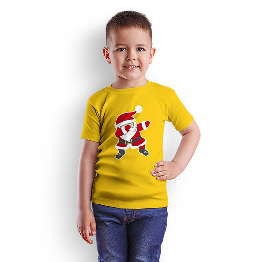 Santa Clause Christmas Printed Yellow T-shirt For Kids / Boy - Right Marc