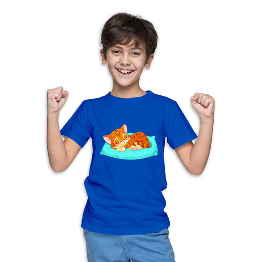 Kitty Printed Royal Blue T-shirt For Kids / Boy - Right Marc