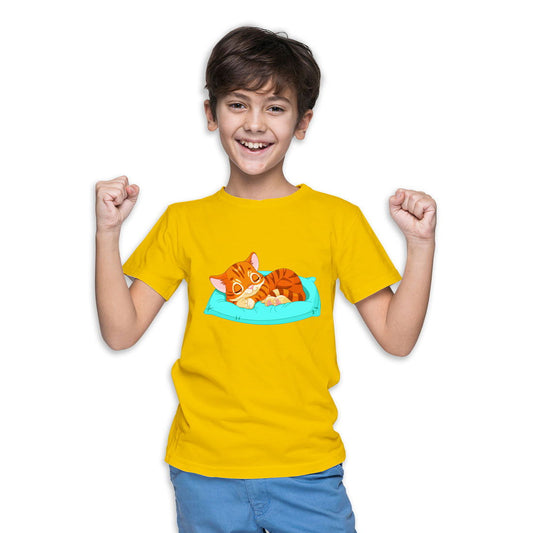 Kitty Printed Yellow T-shirt For Kids / Boy - Right Marc