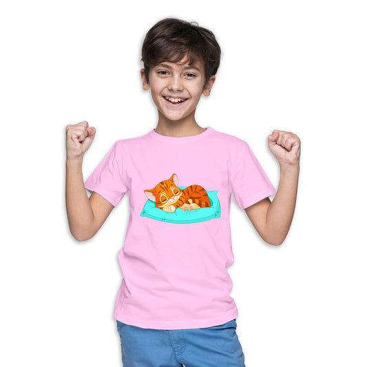 Kitty Printed Soft Pink T-shirt For Kids / Boy - Right Marc