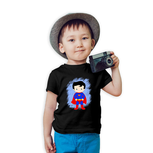 Baby Superman Printed Black T-shirt For Kids / Boy - Right Marc