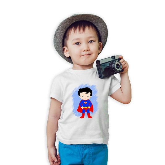 Baby Superman Printed White T-shirt For Kids / Boy - Right Marc