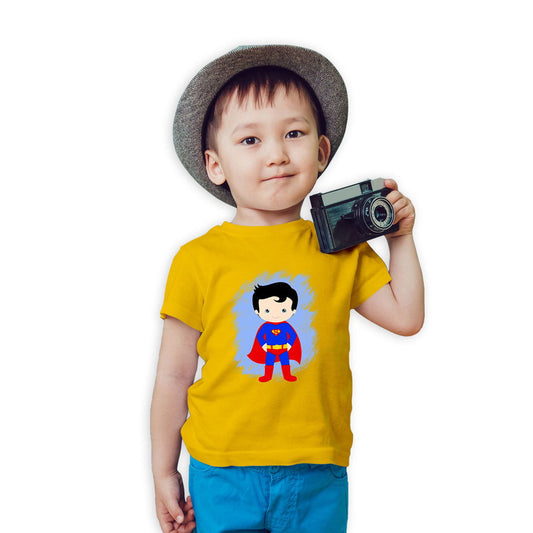 Baby Superman Printed Yellow T-shirt For Kids / Boy - Right Marc