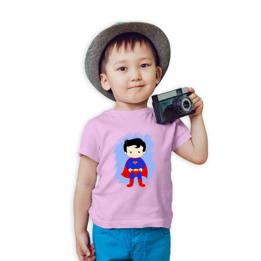 Baby Superman Printed Soft Pink T-shirt For Kids / Boy - Right Marc