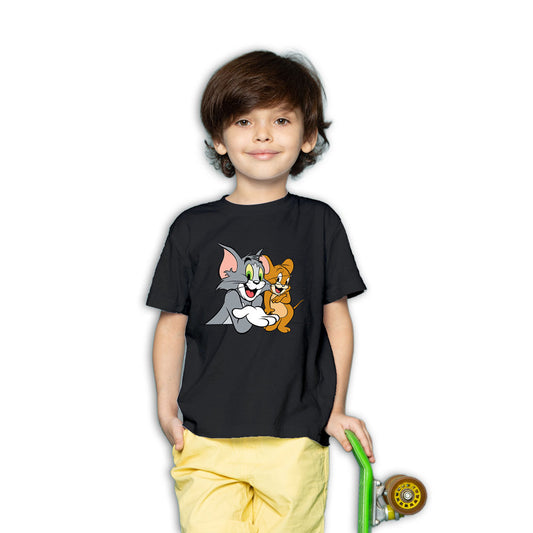 Tom And Jerry Printed Black T-shirt For Kids / Boy - Right Marc