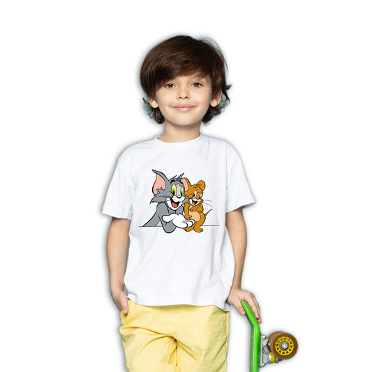 Tom And Jerry Printed White T-shirt For Kids / Boy - Right Marc