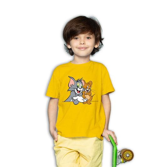 Tom And Jerry Printed Yellow T-shirt For Kids / Boy - Right Marc