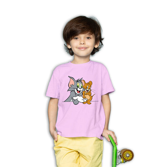 Tom And Jerry Printed Soft Pink T-shirt For Kids / Boy - Right Marc